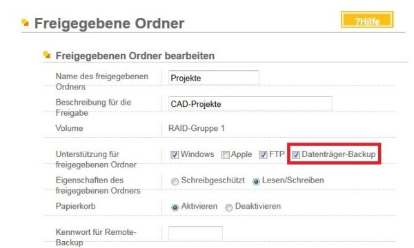 Buffalo NAS Optionen